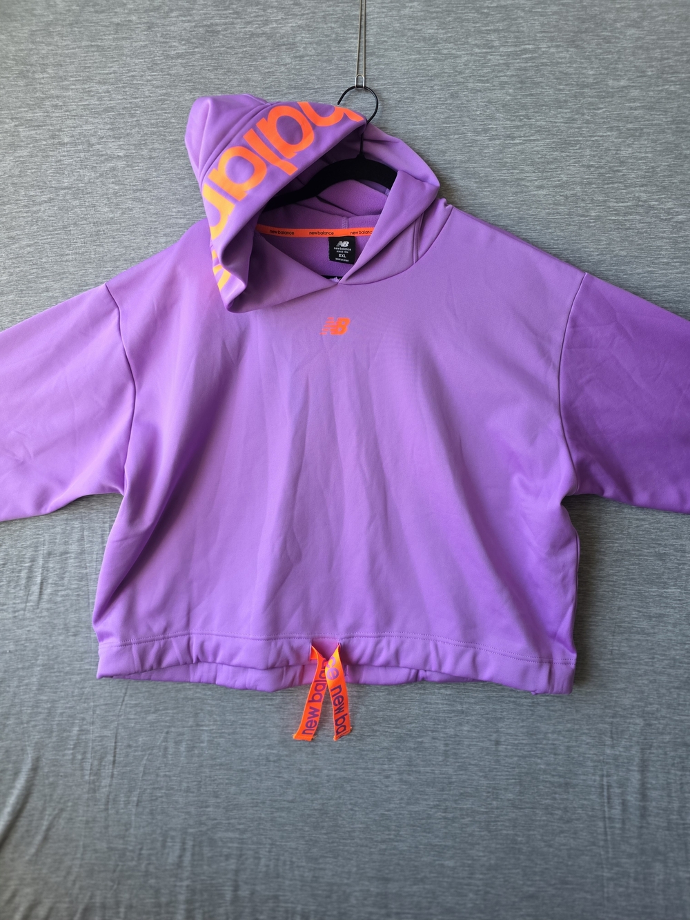 New Balance Women’s Purple Neon Orange Oversized Hoodie Pullover NB Heat